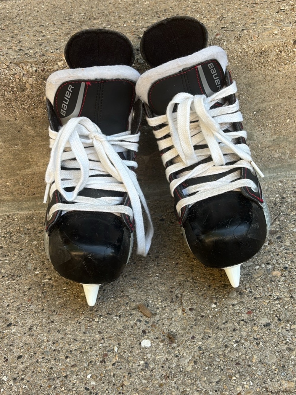 Bauer Kids Black and White Hockey Skates with Red Trim